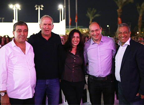 טקס פתיחה מרשים. מימין לשמאל: הלוי, ניסנקורן, רגב, ארנשטיין ובן חמו