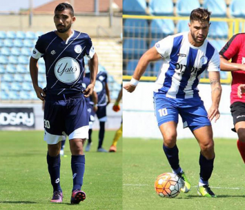 תום דן (מימין) עם התלבושת במחצית השנייה, שלום אדרי (משמאל) מהמחצית הראשונה