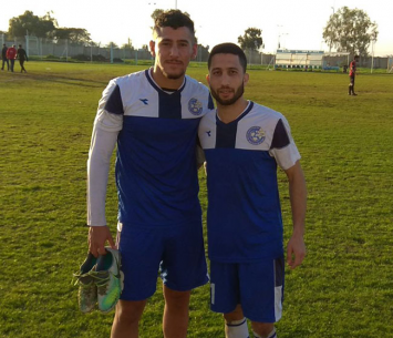 אוסמה שעבאן (מימין) ואברהים מוברשם. שחקני קריית אתא