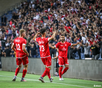 חגיגות השער היחיד. שחקני אום אל פאחם (צילום: אייהם ג'אברין)