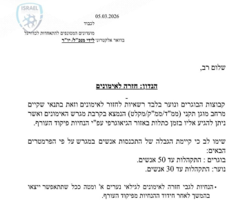 המכתב שנשלח לראשי המועדונים