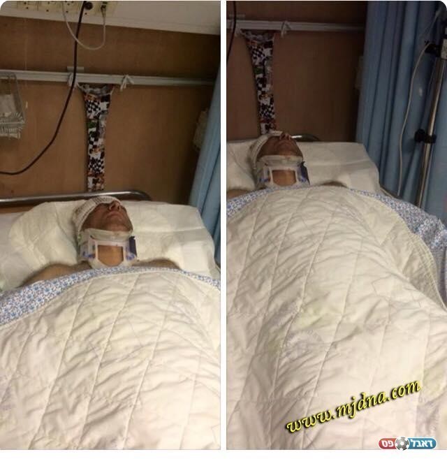 האוהד לאחר קבלת הטיפול בבית החולים (אתר מג'דנא)