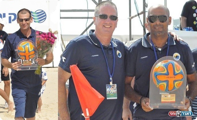 טקס מרשים והענקת גביע למנהל הליגה היוצא שחר ילין (משמאל) ולמנהל הליגה הנכנס אורן מוחרר (חאדר אניס)