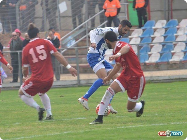 אופק מלול מוקף בשחקני איכסל (אבי רביבו)